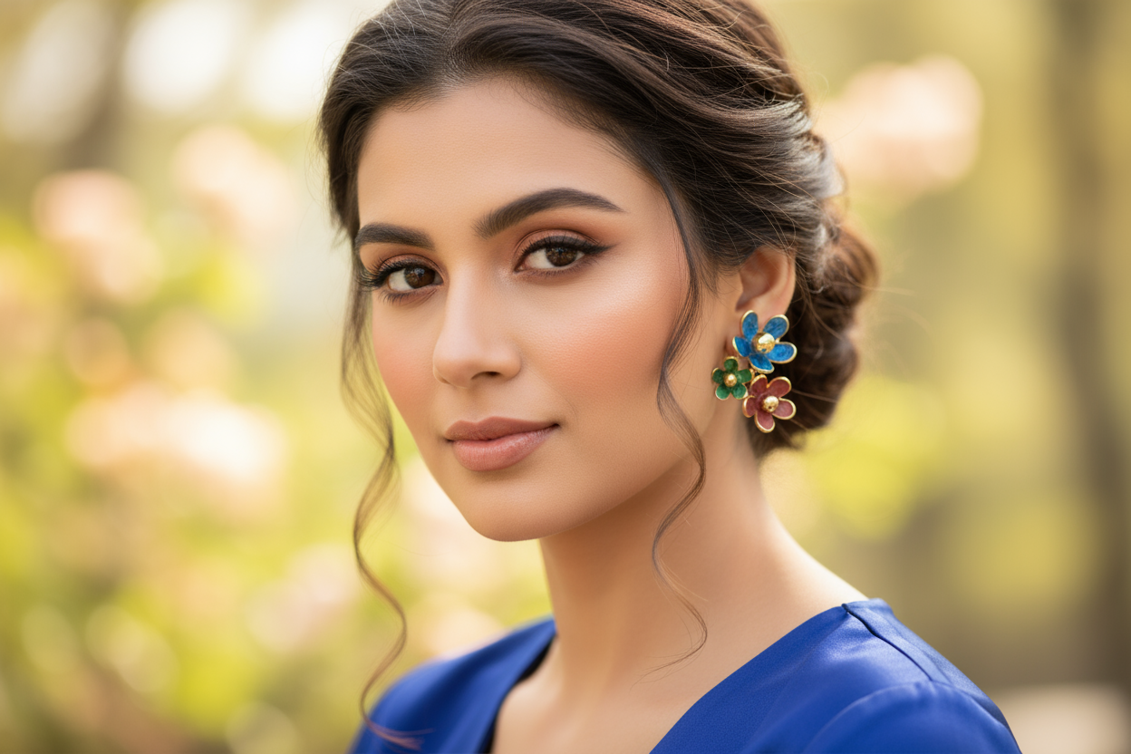 Royal Garden Korean Floral Stud Earrings